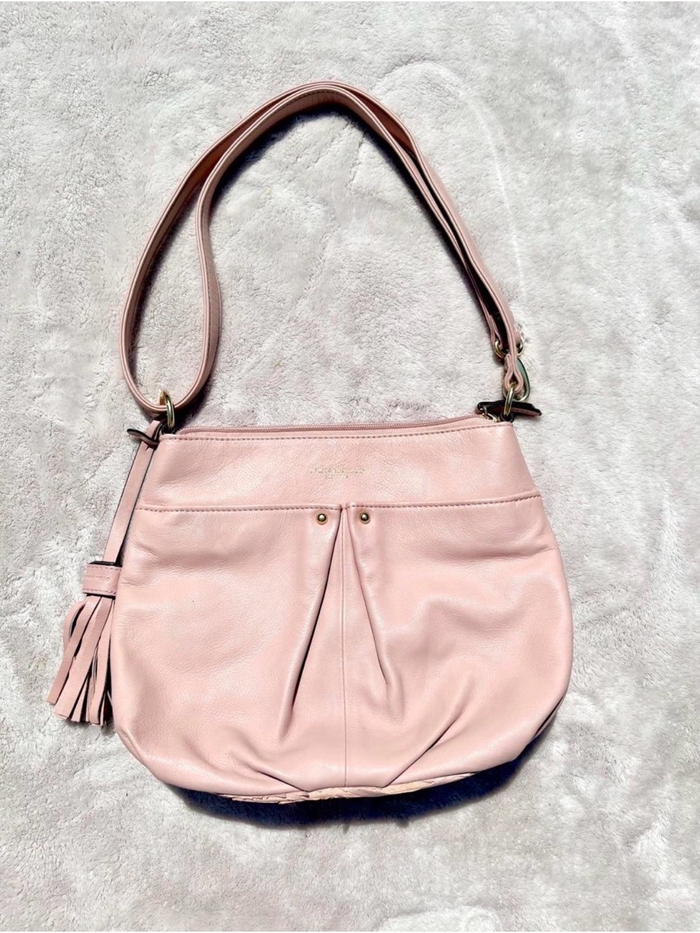 Tignanello Blush Pink Leather Shoulder Bag with Tassel